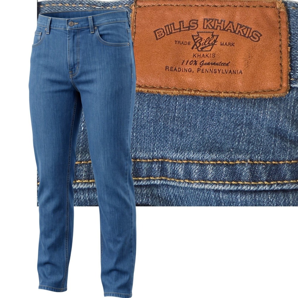 Bills Khakis Jeans Mens 40 Blue Straight Leg Medium Wash Denim